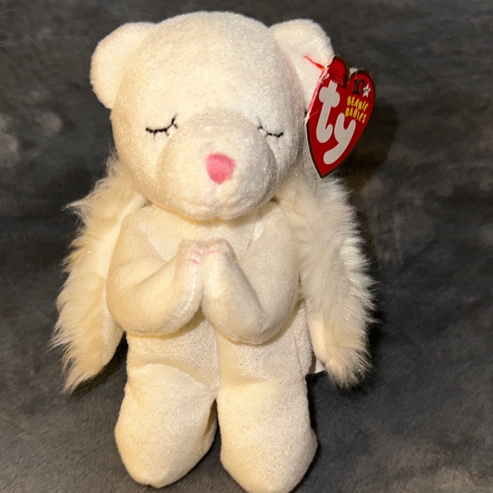 Ty Angelic Bear with Wings - Cream and Pink